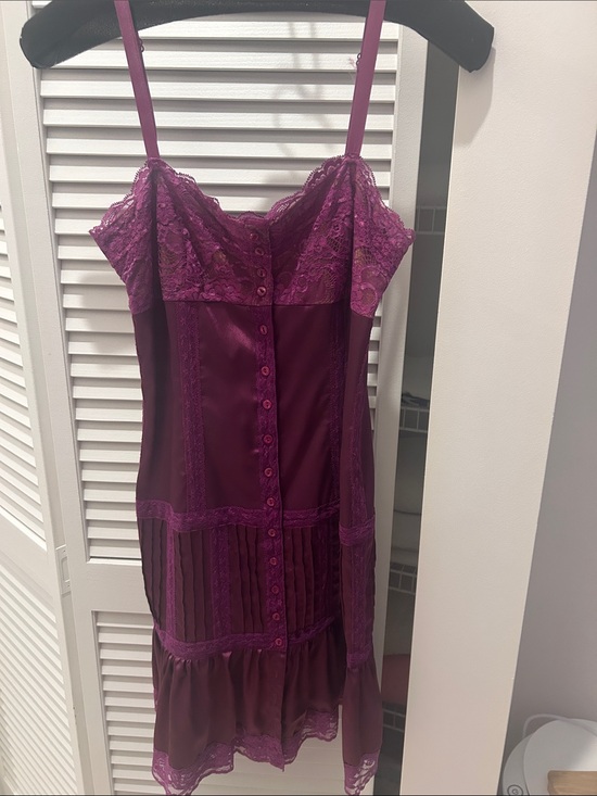 Betsey Johnson Dresses & Skirts - Betsey Johnson Plum Lace Trim Midi Slip Dress